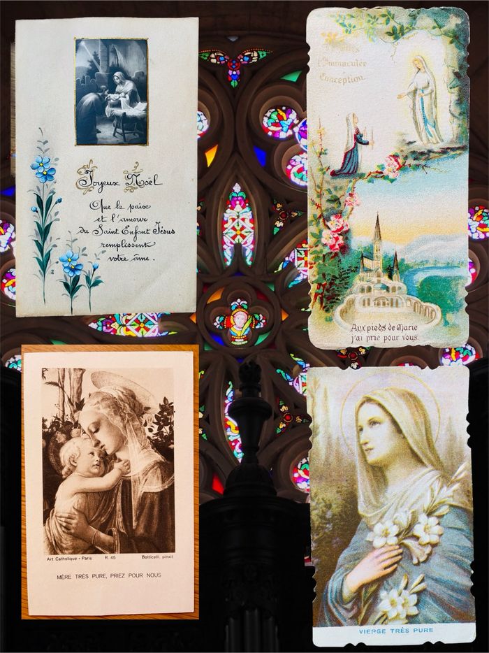 *Lot 4 images pieuses anciennes Vierge Marie et prière
