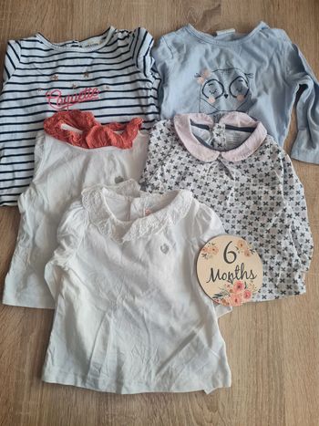 Lot T-shirt ML 6 mois