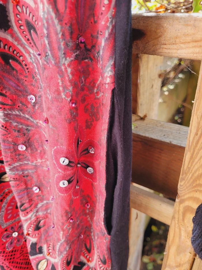 Superbe robe effet pull Desigual, Taille M (40), noite et rouge - photo numéro 7