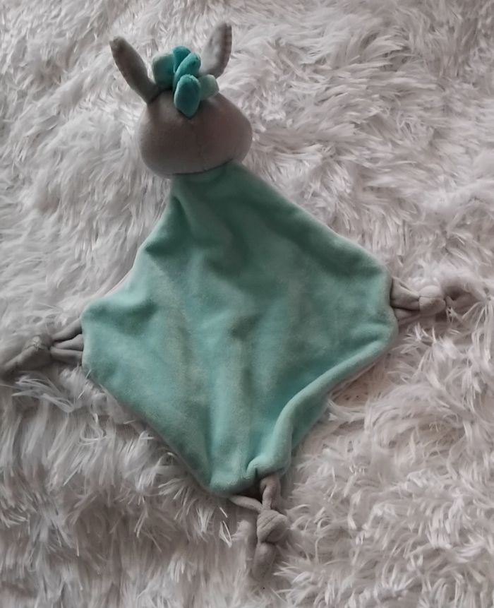 Doudou losange Âne cheval bleu et gris rayés  - Tom et kiddy - photo numéro 2