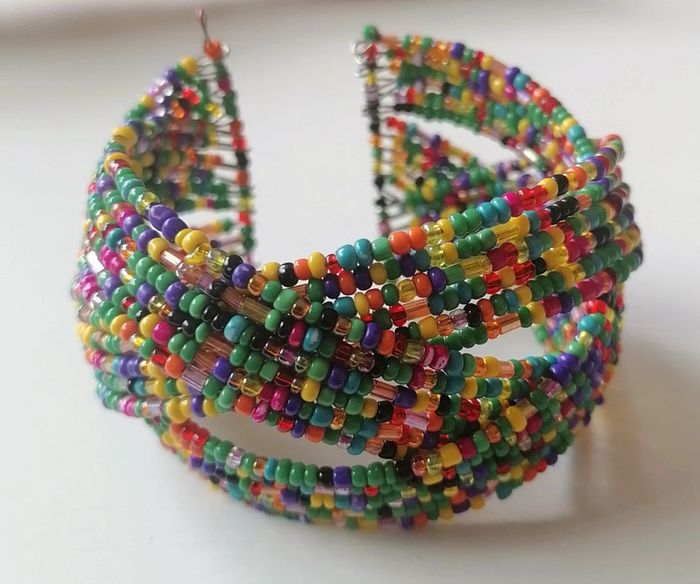 Bracelet perles de verre multicolore entrelacés - photo numéro 8