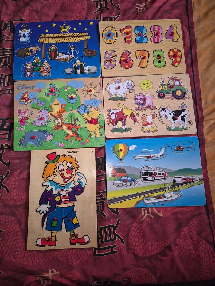 Lot de 6 puzzles en bois enfant
