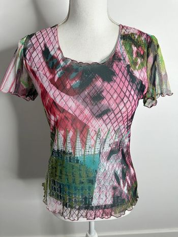 Top en mesh multicolore psychédélique Christine Laure T1 38 M