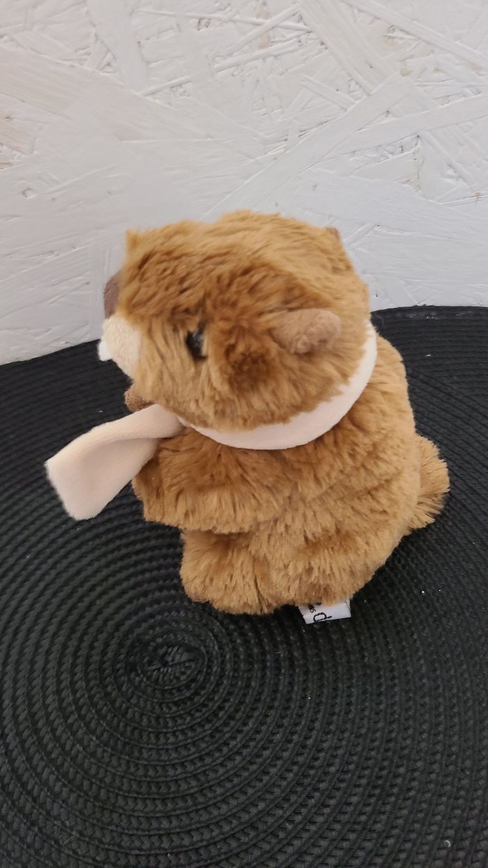 Peluche marmotte CREATIONS DANI Castor écharpe marron beige - photo numéro 5