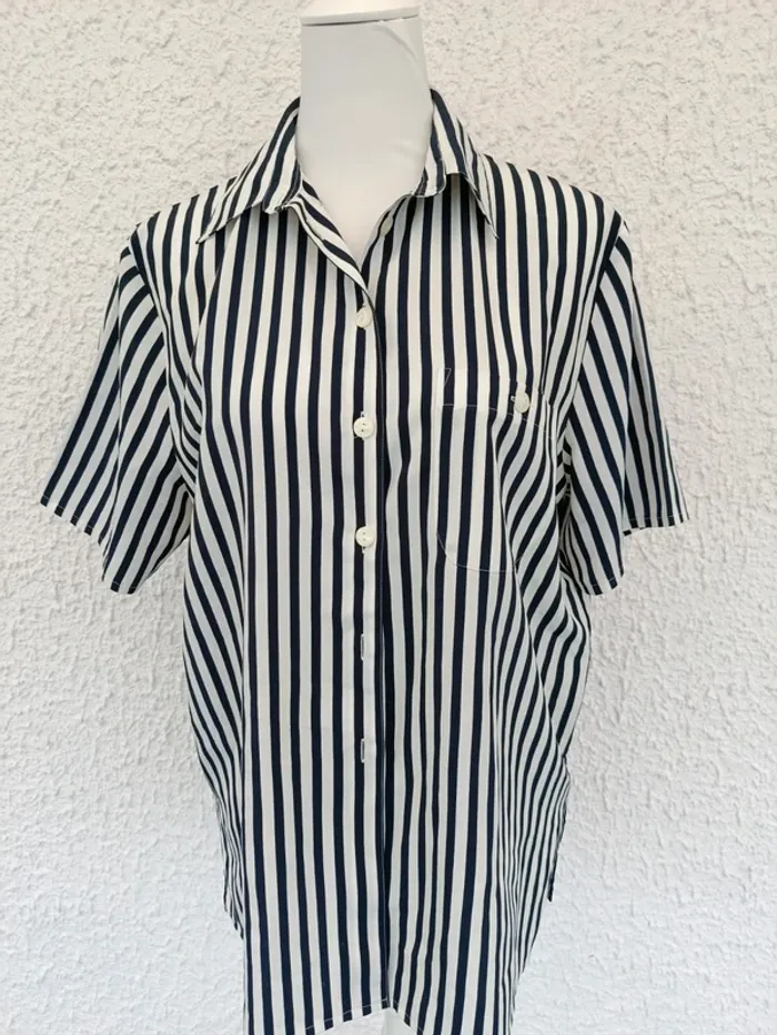 Chemise rayée bleu et blanc C&A vintage taille 42 - photo numéro 3