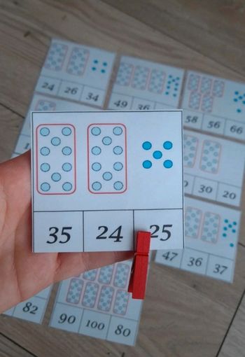 Cartes à pinces : dénombrement additions sommes. J'apprends à compter