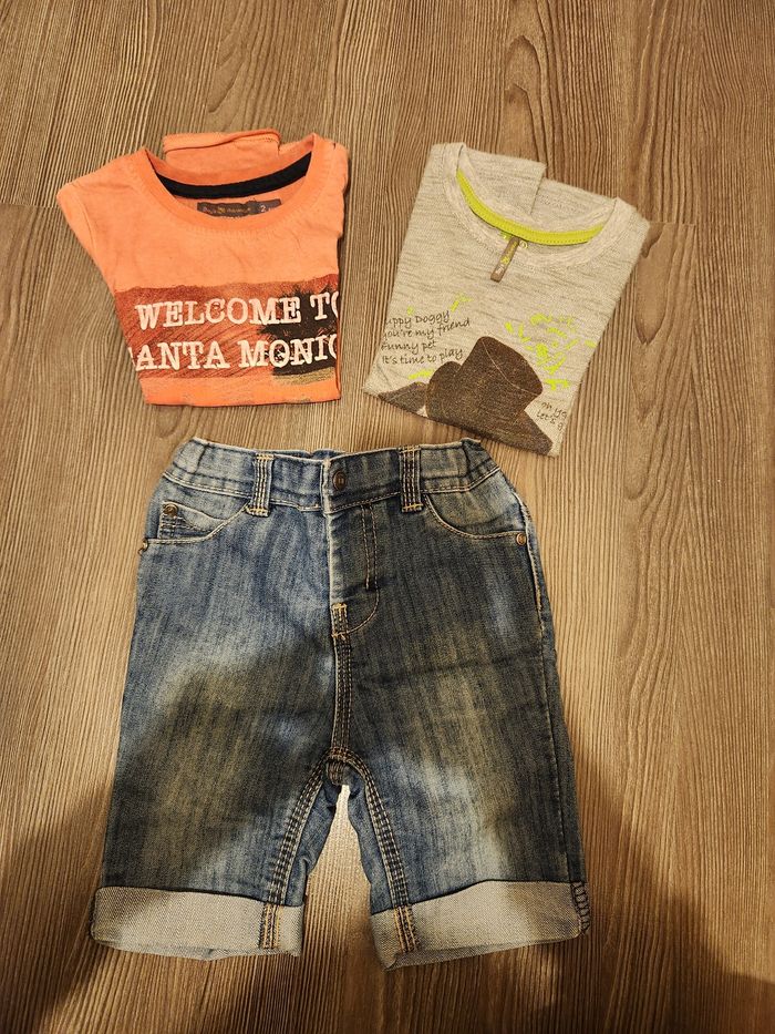 Ensemble bermuda en jean + 2 t-shirts Orchestra - photo numéro 2