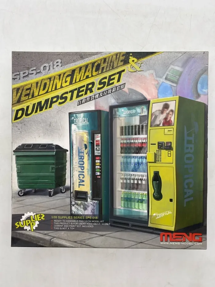 Maquette Meng vending machine & dumpster set