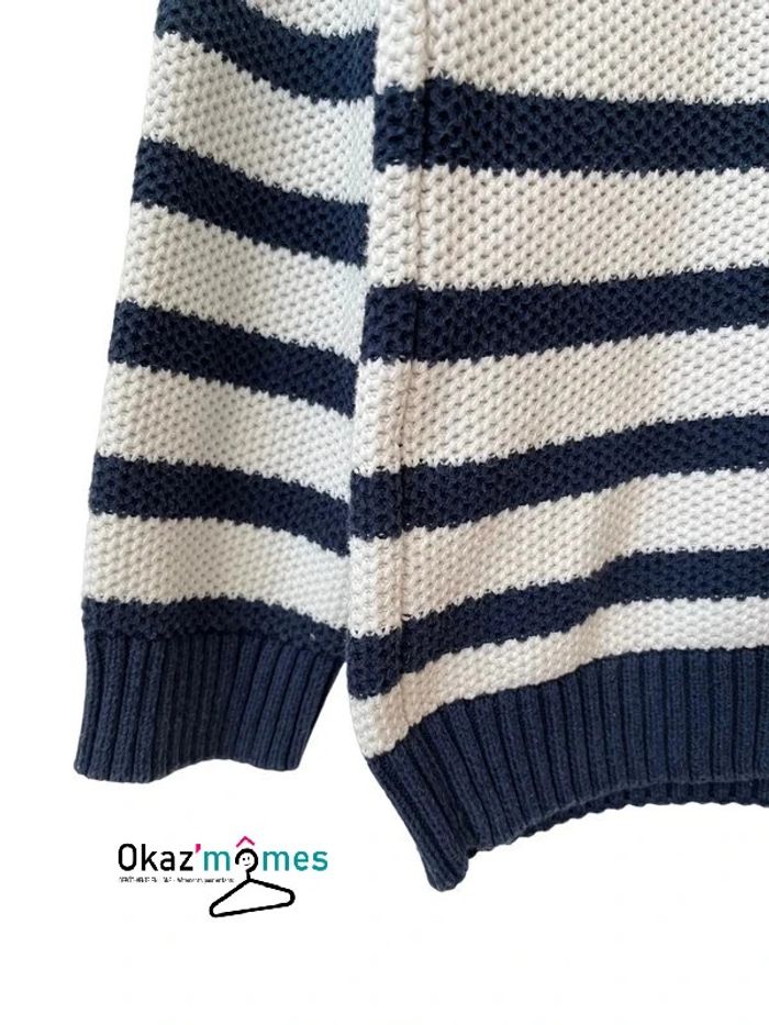 Pull rayé à grosse maille coton bleu marine et blanc - Orchestra 8 ans - photo numéro 3