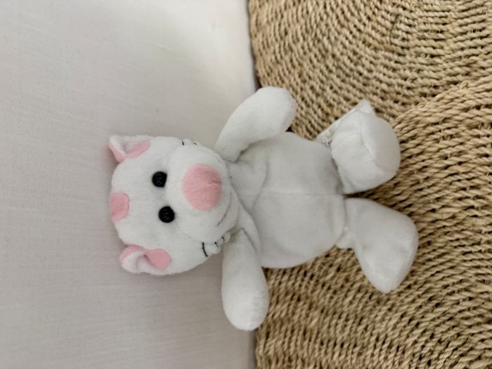doudou chat blanc rose corps souple - photo numéro 2