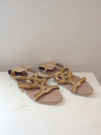 Sandales d'été bohème cuir dorées playa 38