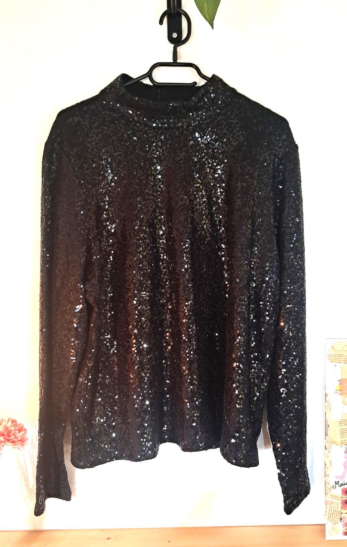 Haut à sequins noir DKNY – Taille XL