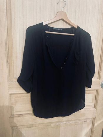 Blouse simple noire uni manches 3/4 taille 36