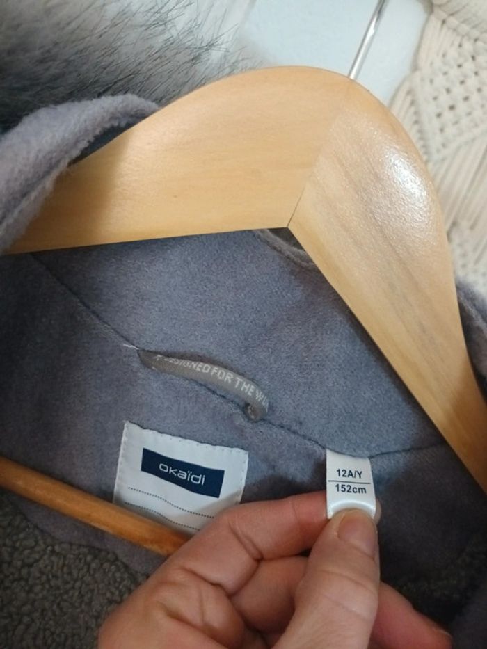 Joli manteau à capuche gris très chaud Okaïdi 12 ans - photo numéro 7