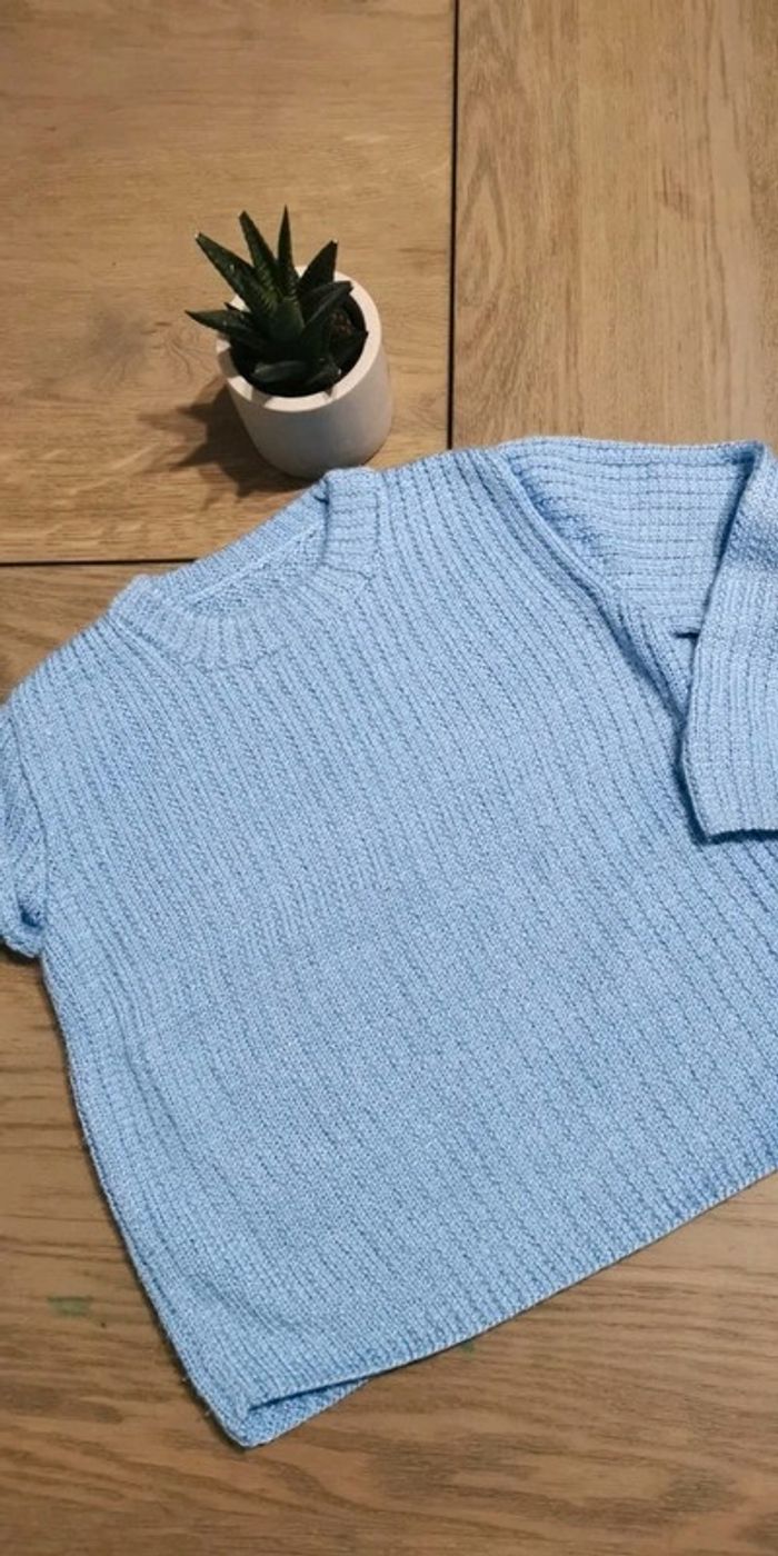 Pull fait main bleu 3 ans