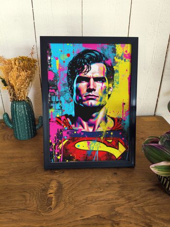 Affiche poster A4 (21×29,7 cm) Superman DC Comics pop art coloré déco murale chambre gaming