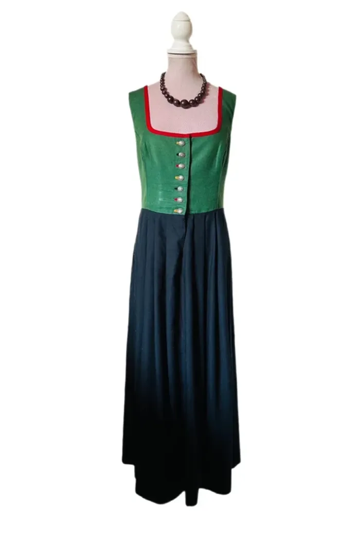 🌿💐Robe vintage traditionnelle Dirndl XL/42 cottagecore Oktoberfest Trachten Austrian long dress💐🌿 - photo numéro 15