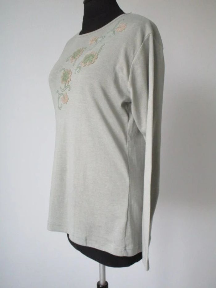T-shirt vintage vert fleurs 40/42 TBE - photo numéro 5