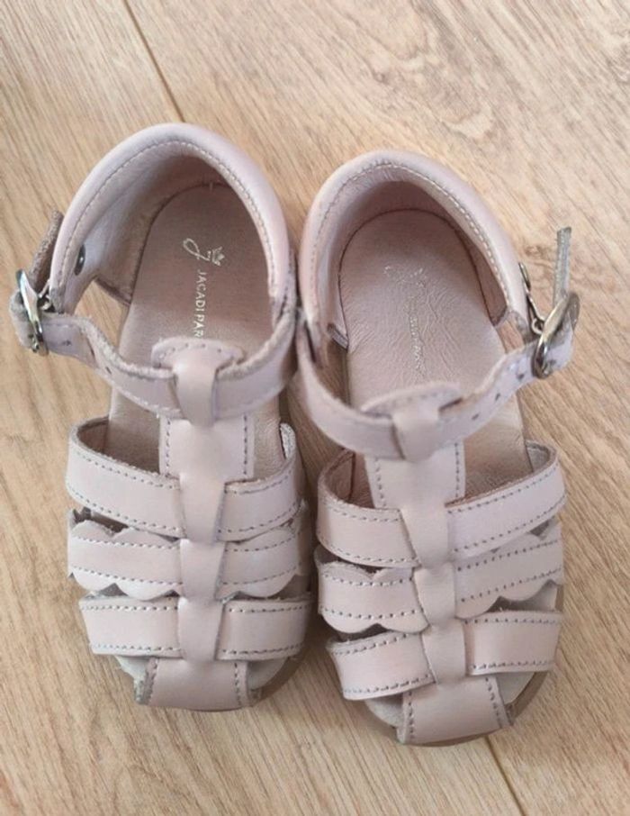 Paire de sandales cuir rose pâle Jacadi - Taille 21 - photo numéro 3