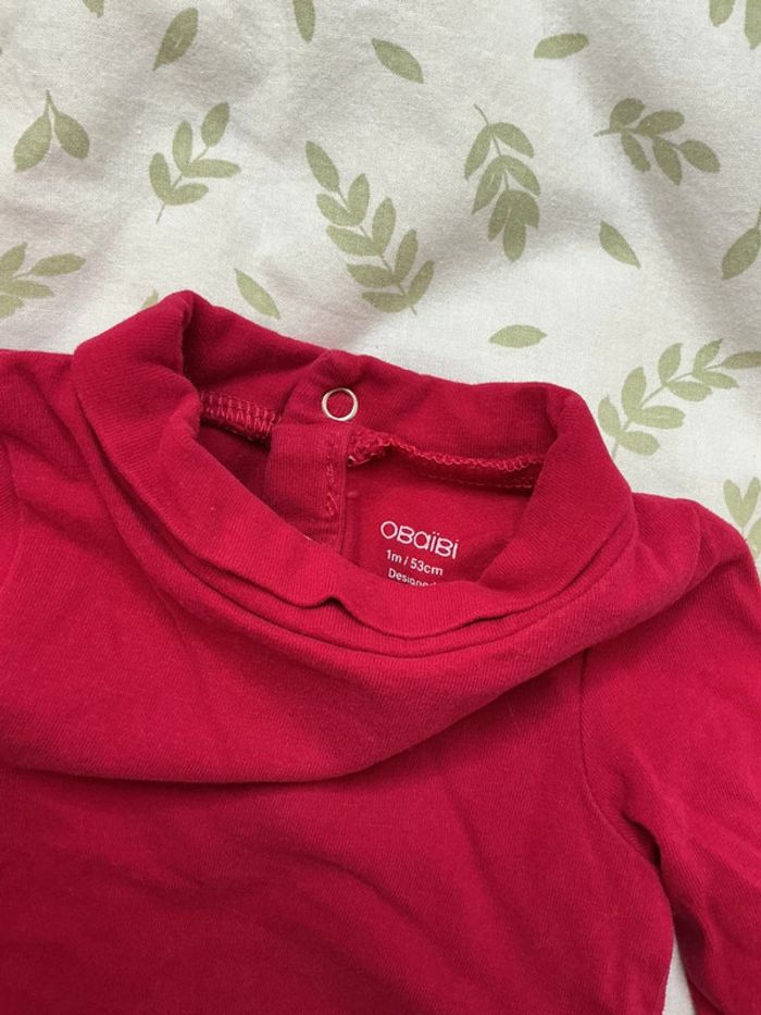 sous pull col roulé rose obaibi 1 mois - photo numéro 6