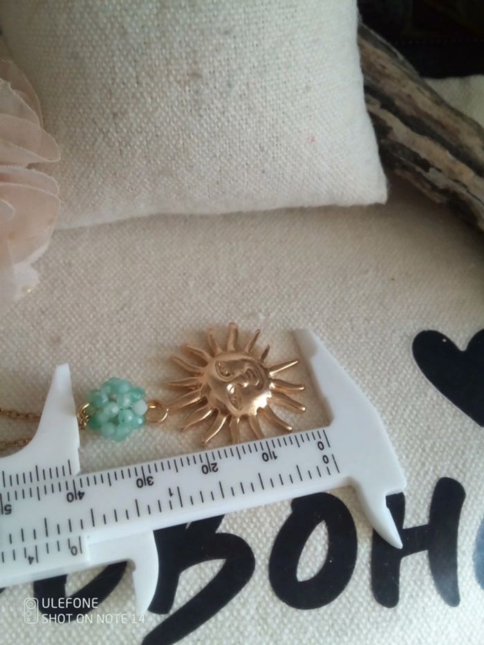 Collier Soleil et pierres d'amazonite naturelles - photo numéro 2