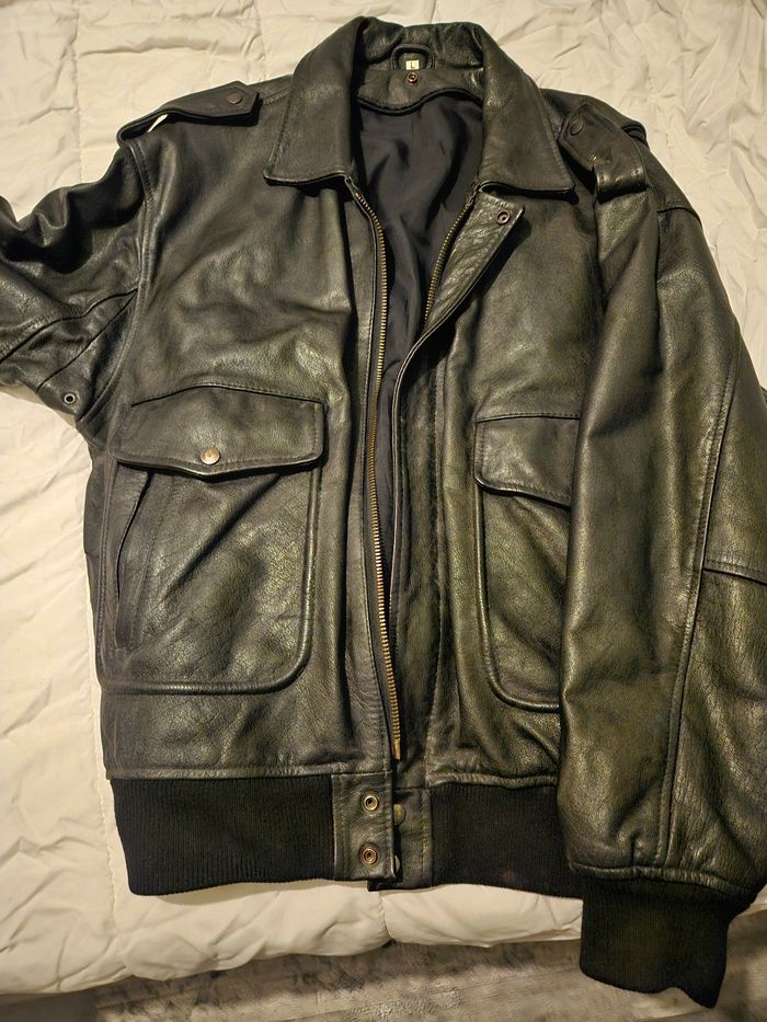Véritable blouson de cuir de vachette aviation vintage - photo numéro 5