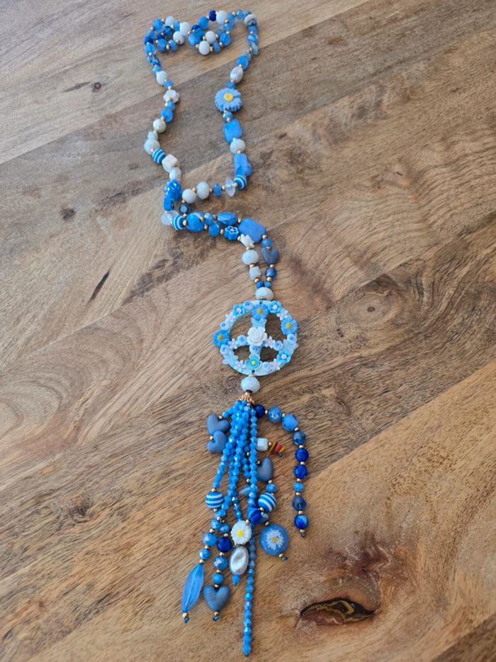 Collier Peace Bleu - photo numéro 2