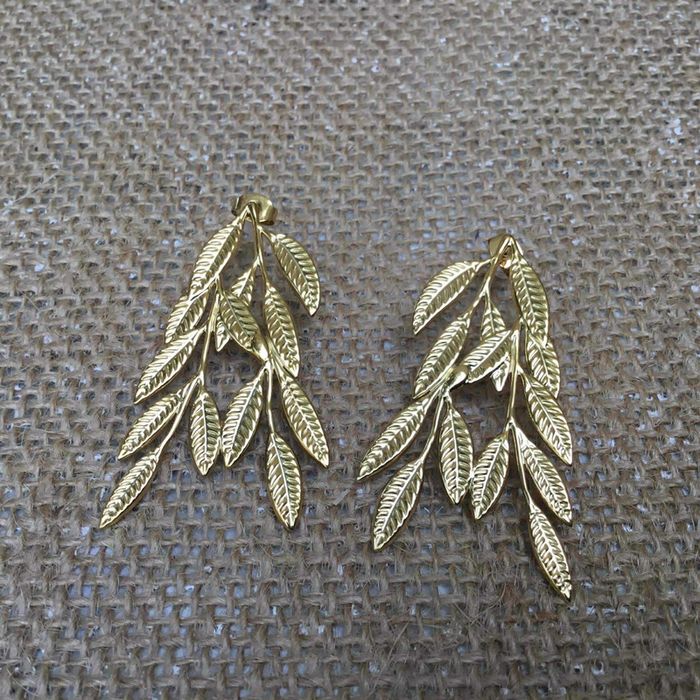 Boucles d’oreilles longue feuilles acier inoxydable or mile Mila