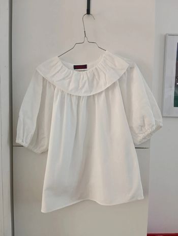 Blouse vintage col froufrous manches ballon élastique taille 40 estimée