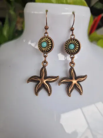 Boucles d'oreilles fantaisies couleur bronze étoile de mer