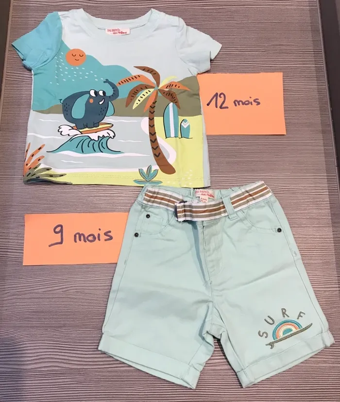 Teeshirt Bermuda 9-12 mois DPAM