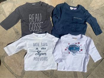 Lot de 4 t-shirt manches longues bébé 3/6 mois