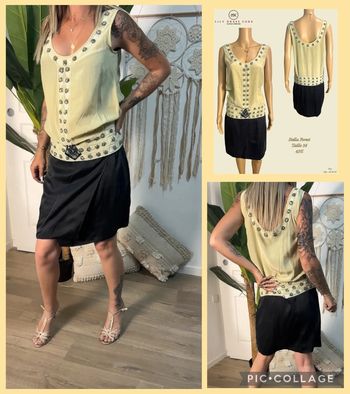 💛Robe bicolore jaune pâle & noire satinée Stella Forest – Taille 36 NEW 💛