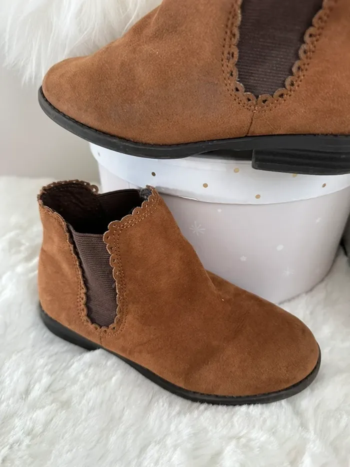 Bottines camel en daim - photo numéro 3