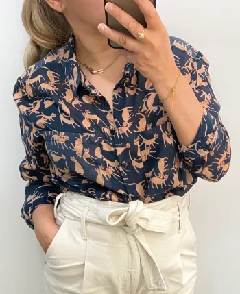 Chemise légère imprimée chat Taille XL-XXL
