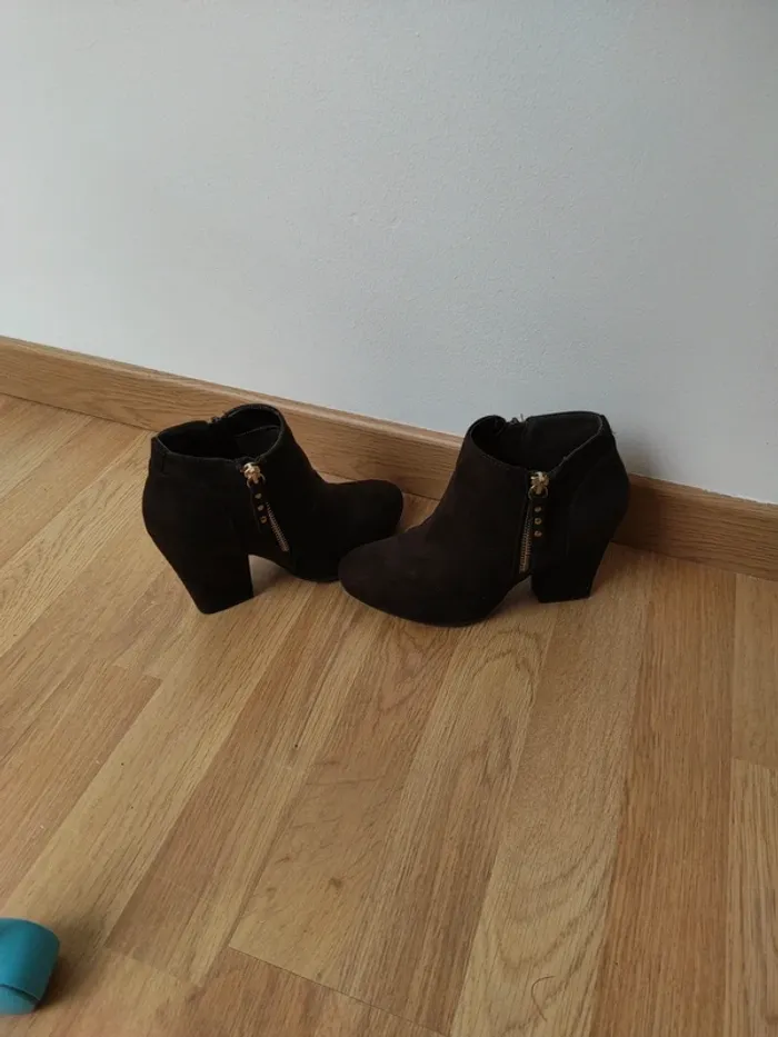 Bottines à talon marron - photo numéro 3