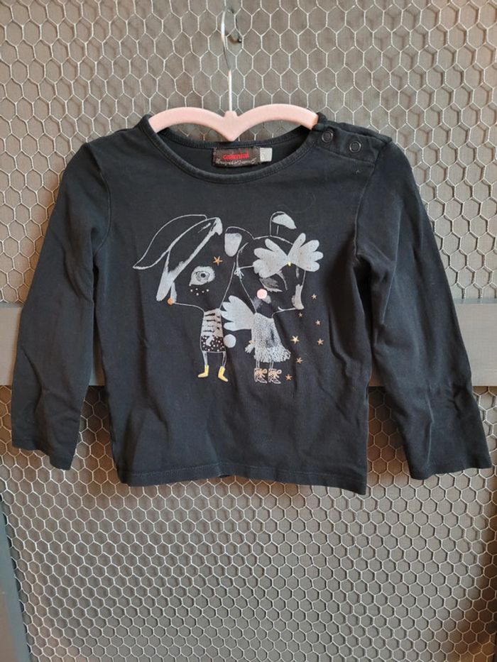 Tee shirt ML Catimini fille taille 2 ans noir