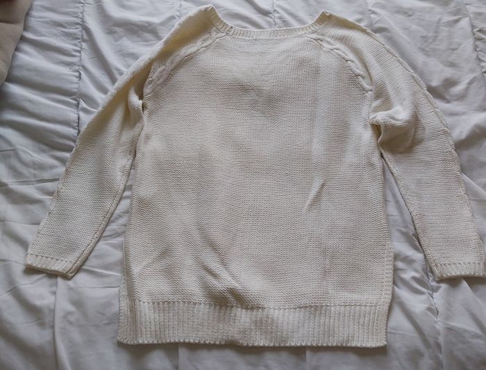 Pull blanc avec torsades - photo numéro 2