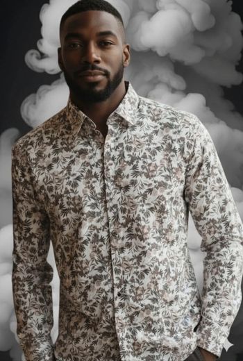 Chemise blanche à motifs floral manches longues jules taille M