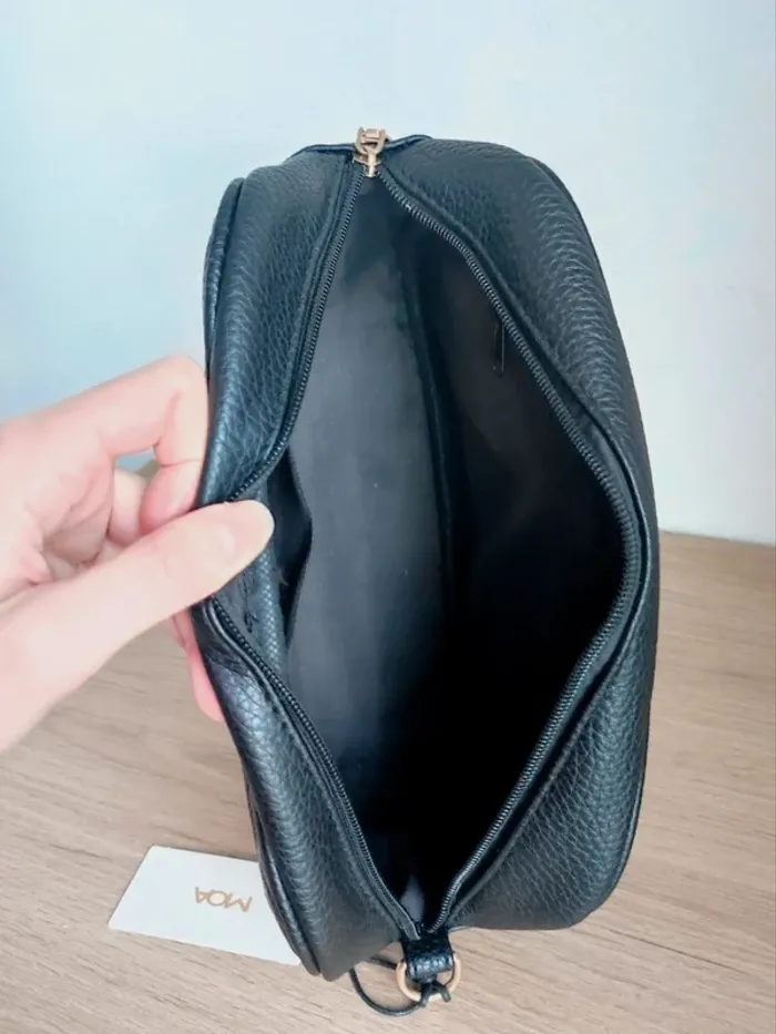 Pochette noir chevron similicuir / MOA - 25×17×8cm - photo numéro 9