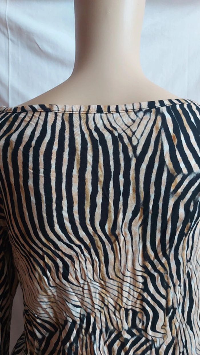 Robe beige et noire- imprimé- longue / lascana taille M - photo numéro 7