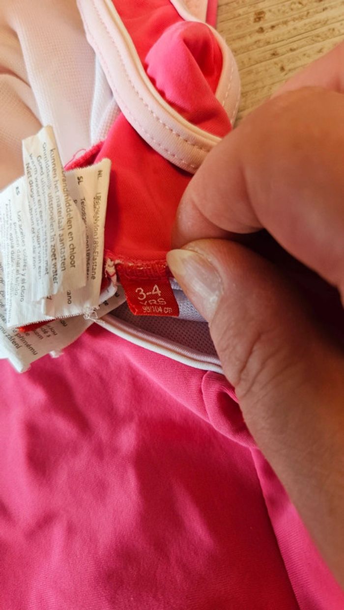 Maillot 1 piéce rose à bord rose clair, Slazenger, 3/4 ans, nickel - photo numéro 7