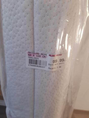 Matelas lit bébé 60x120 Kadolis Aloe Vera