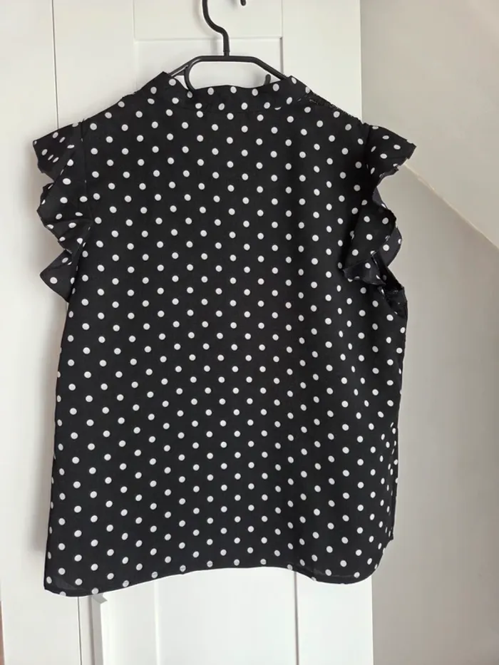 Blouse top chemise a pois vintage femme taille 38 - photo numéro 3