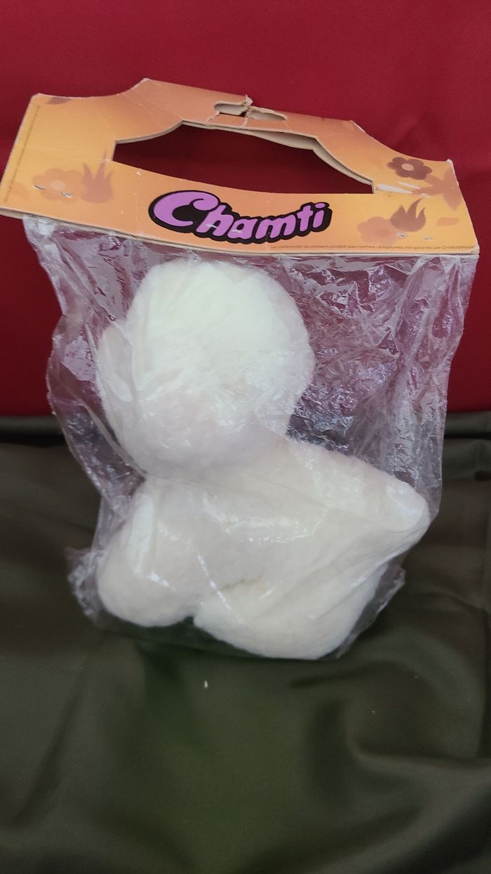 Doudou Peluche Chat Blanc Yeux Bleus vintage