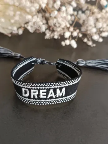 Bracelet tissu dream noir et blanc