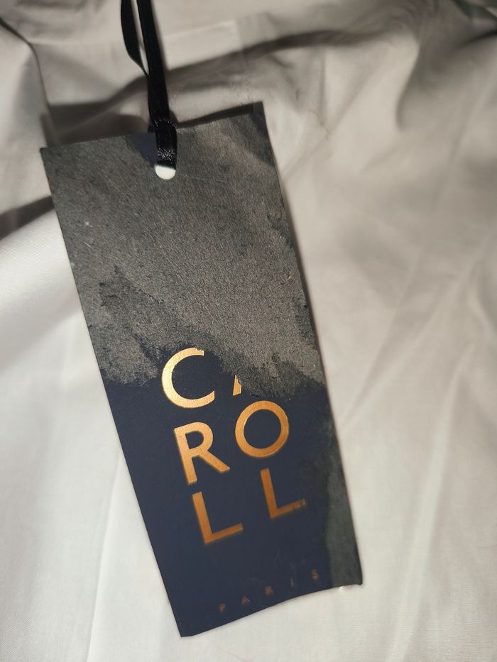 Chemise tunique blanche motif bandes Caroll L - photo numéro 8