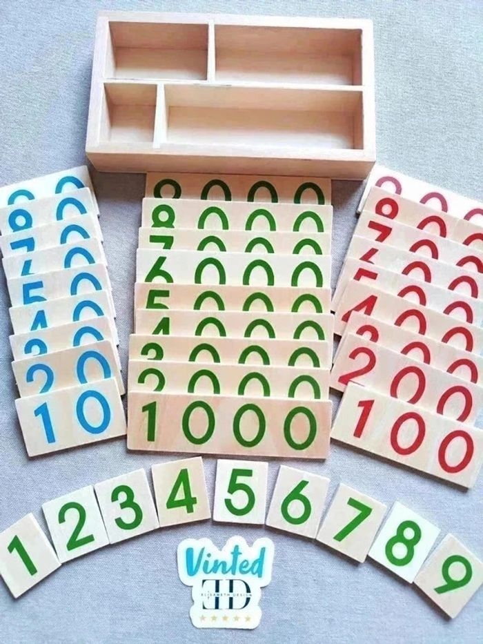 Cartes en Bois des Nombres de 1 à 9999 Montessori - photo numéro 2