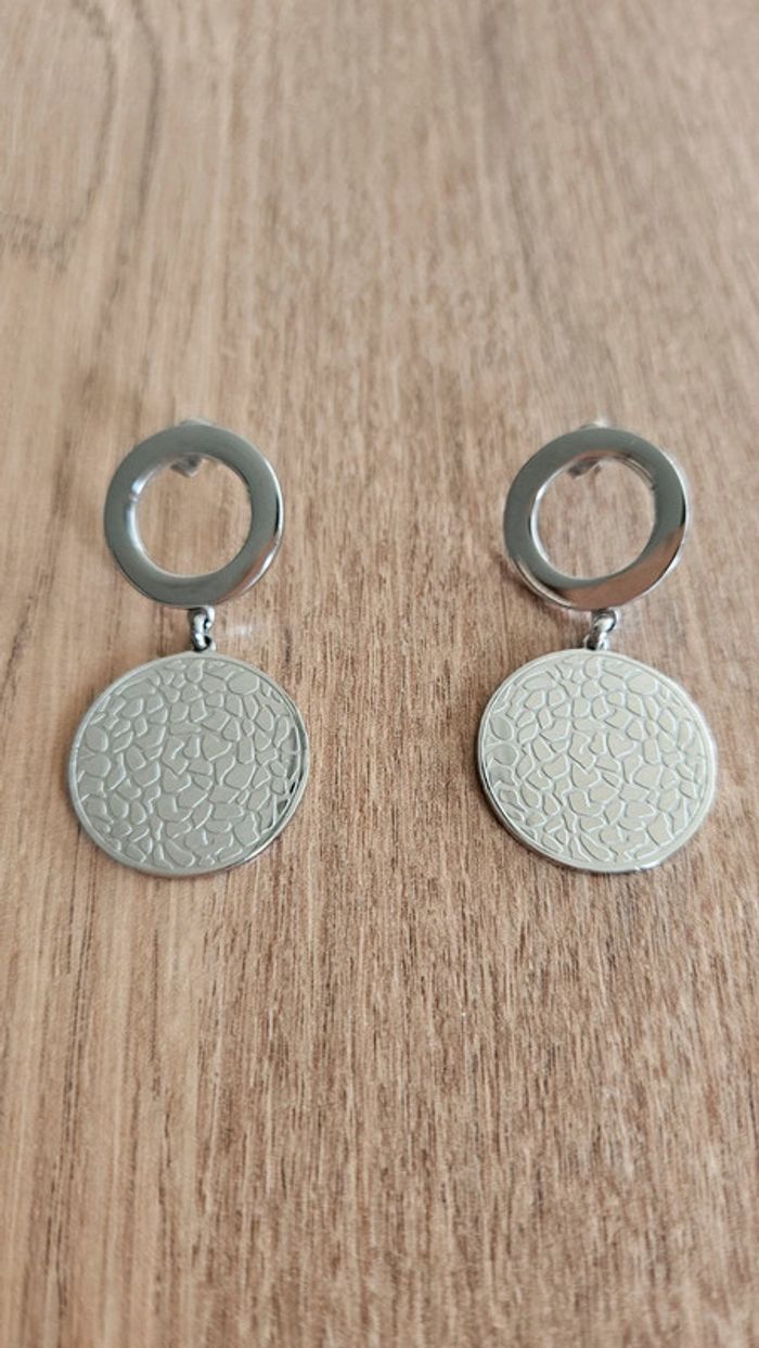Boucles d'oreilles pendantes, argent, Lotus - photo numéro 4