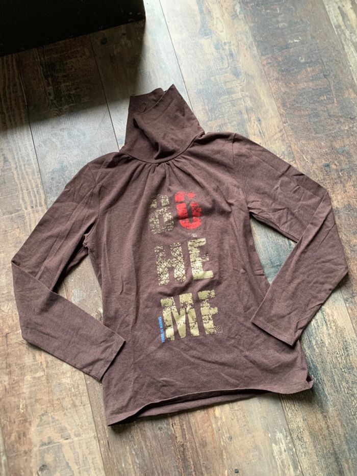 Pull col roulé chocolat